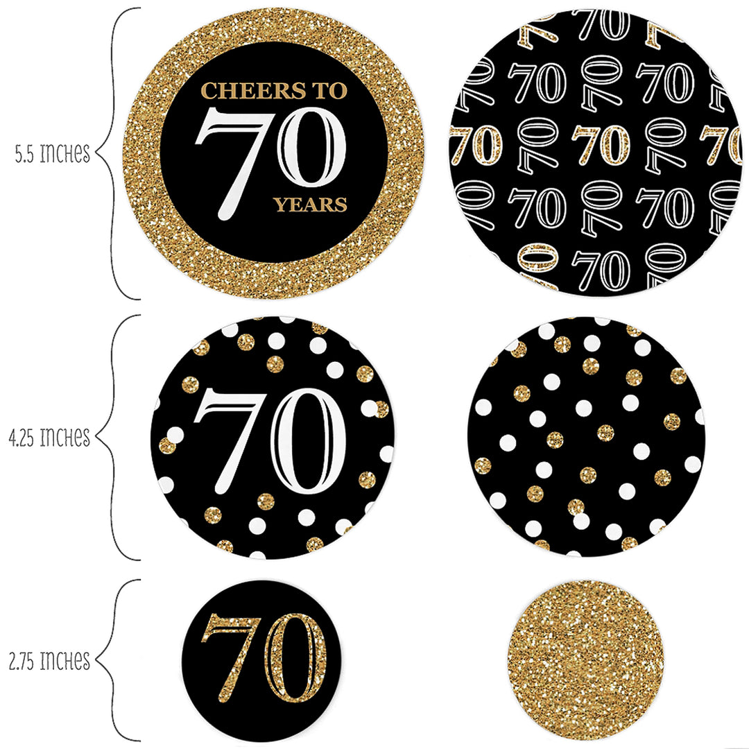 Adult 70th Birthday - Gold - Birthday Party Giant Circle Confetti - Birthday Party Decorations - Large Confetti 27 Count