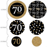 Adult 70th Birthday - Gold - Birthday Party Giant Circle Confetti - Birthday Party Decorations - Large Confetti 27 Count