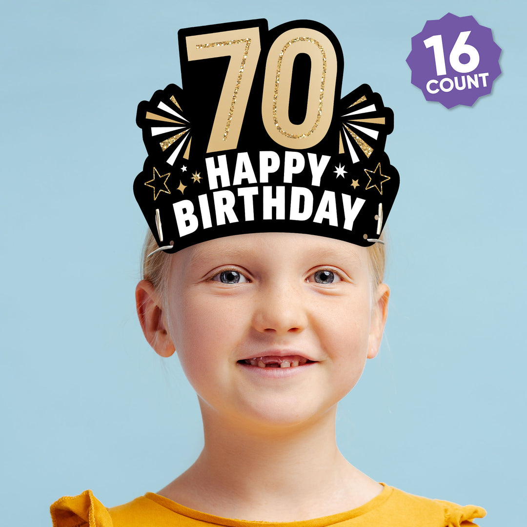 70th Birthday Paper Headbands - 16 Ct