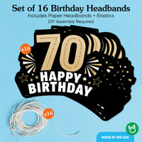 70th Birthday Paper Headbands - 16 Ct