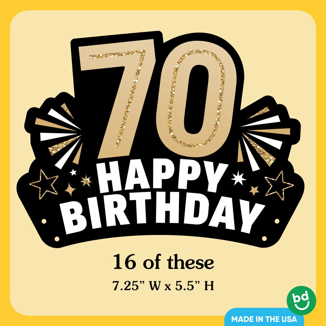 70th Birthday Paper Headbands - 16 Ct