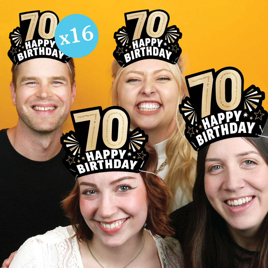 70th Birthday Paper Headbands - 16 Ct