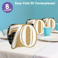 70th Birthday 3D Centerpieces - 8 Ct