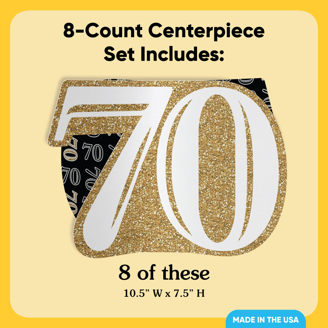 70th Birthday 3D Centerpieces - 8 Ct