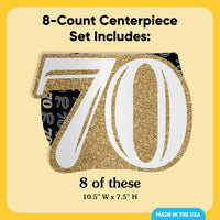 70th Birthday 3D Centerpieces - 8 Ct