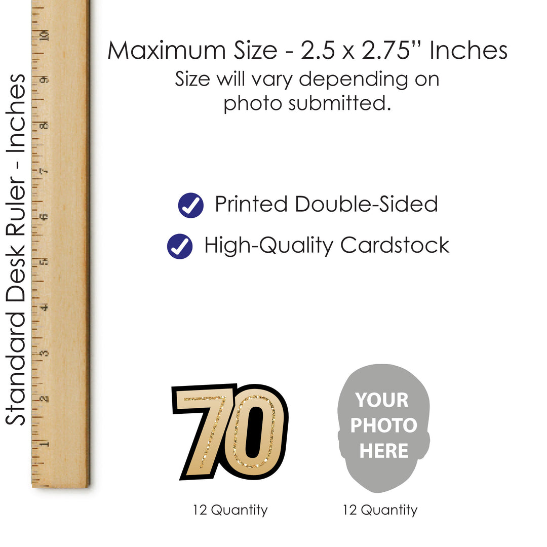 Custom Fun Face 70th Birthday Treat Picks - 24 Ct
