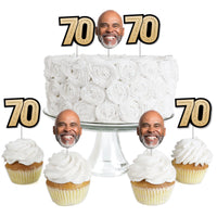 Custom Fun Face 70th Birthday Treat Picks - 24 Ct
