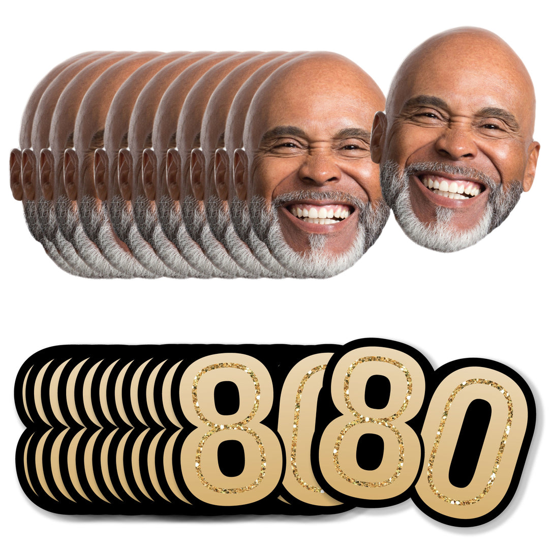 Custom 80th birthday fun face and number mini cutouts