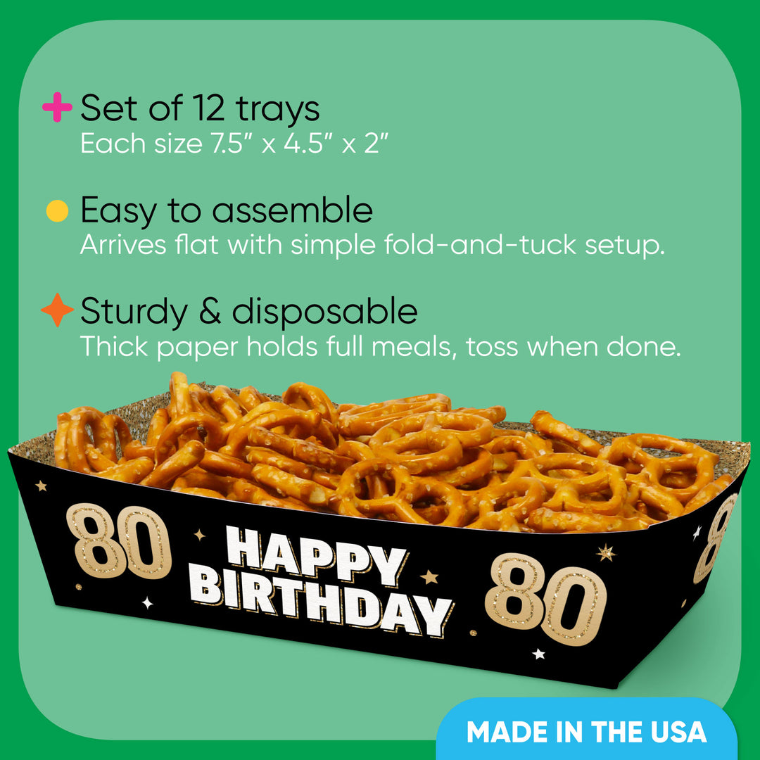 80th Birthday Party Paper Food Trays