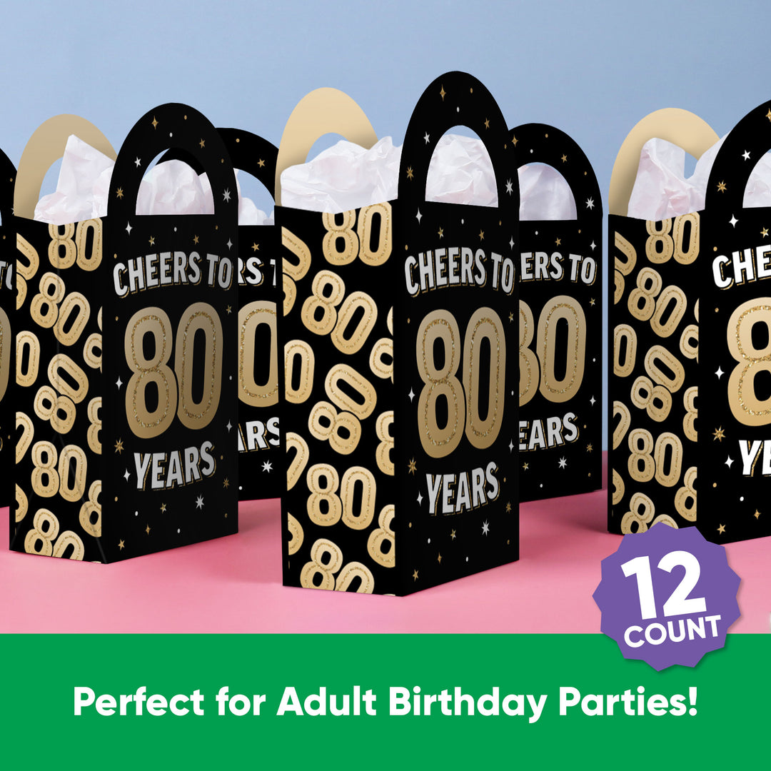 80th Birthday Paper Favor Bags - 12 Ct