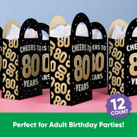 80th Birthday Paper Favor Bags - 12 Ct