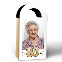 Custom Photo 80th Birthday Paper Favor Bags - 12 Ct