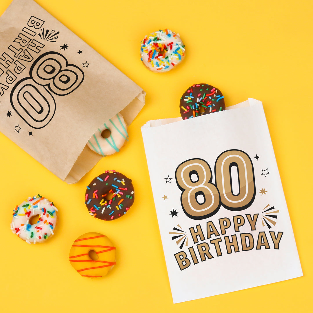 Paper Treat Bags - 80th Birthday - 25 Ct
