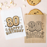 Paper Treat Bags - 80th Birthday - 25 Ct