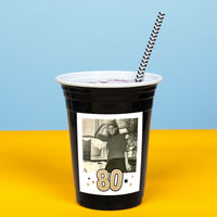 Custom Photo Party Cups - 80th Birthday - 16 Ct