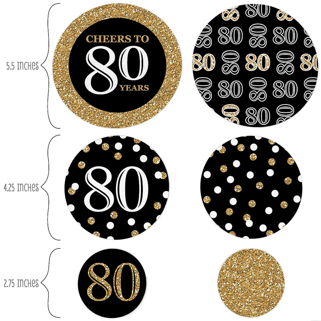 Adult 80th Birthday - Gold - Birthday Party Giant Circle Confetti - Birthday Party Decorations - Large Confetti 27 Count