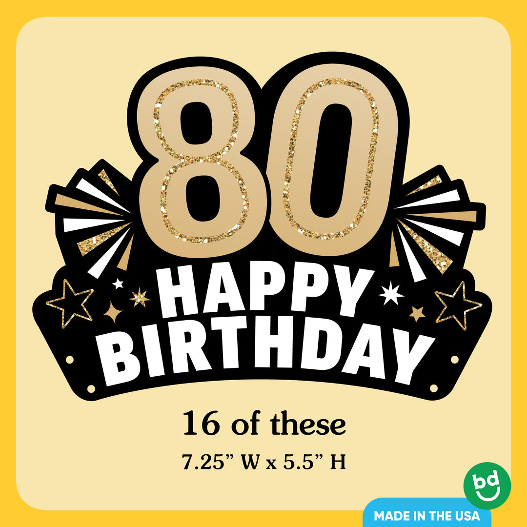 80th Birthday Paper Headbands - 16 Ct
