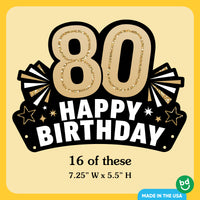 80th Birthday Paper Headbands - 16 Ct