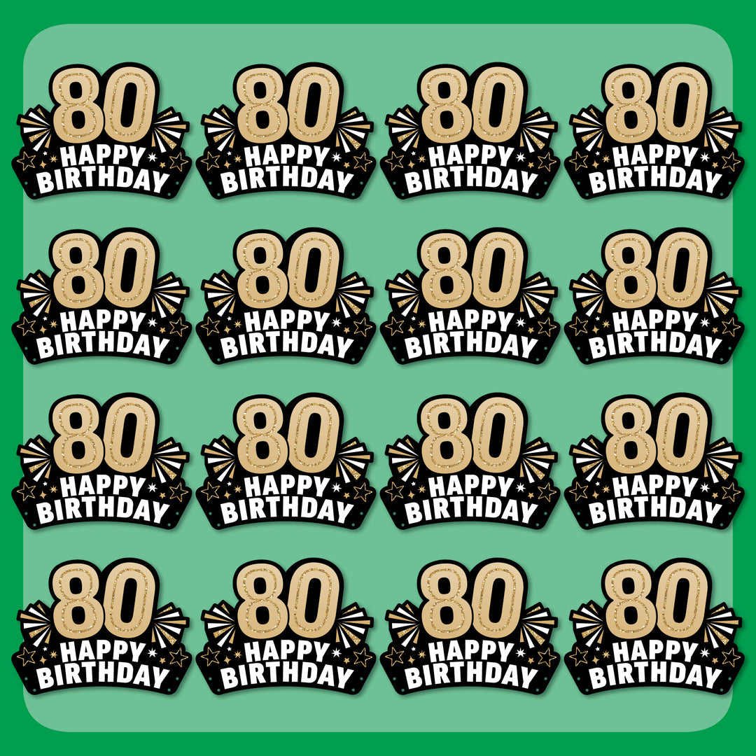 80th Birthday Paper Headbands - 16 Ct