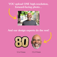 Custom Fun Face 80th Birthday Treat Picks - 24 Ct