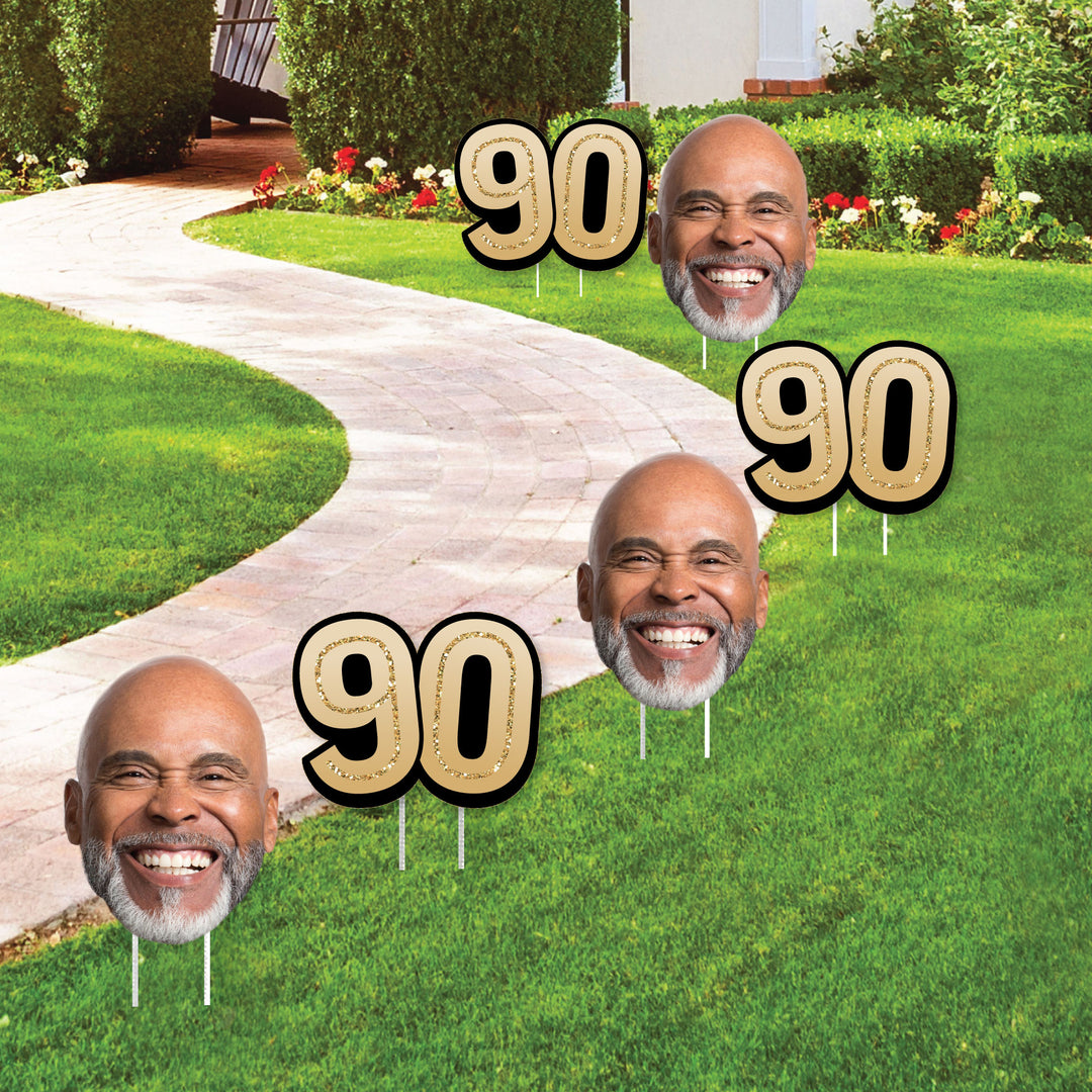 Custom Face Yard Signs - 90th Birthday - 10 Pc