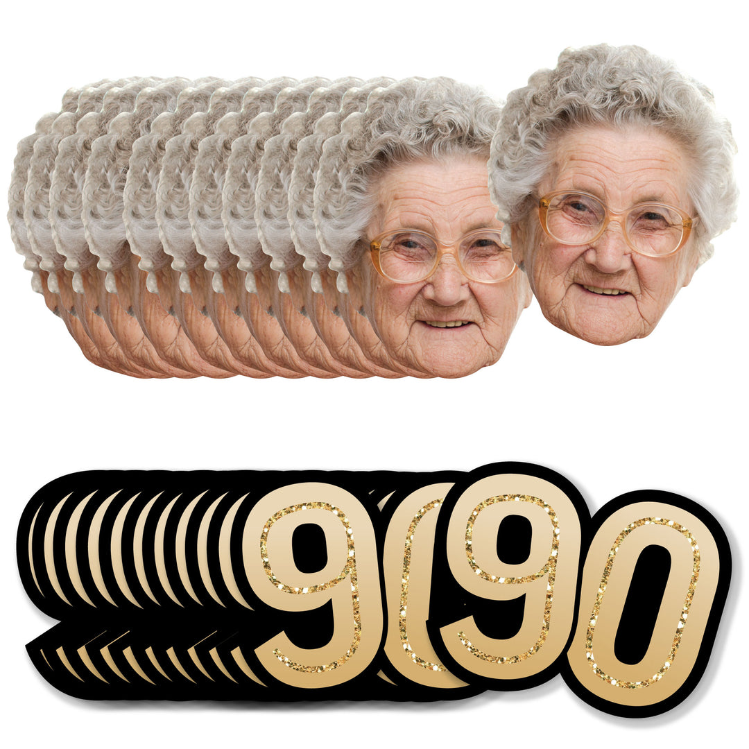 Custom 90th birthday fun face mini cutouts set