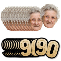 Custom 90th birthday fun face mini cutouts set