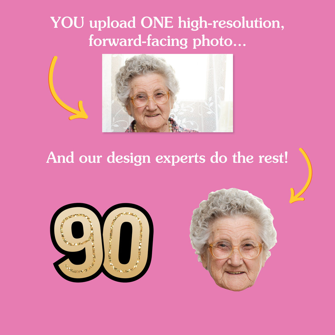 90th birthday face cutouts created from one uploaded photo