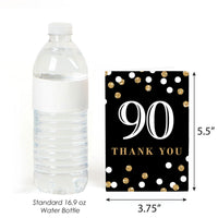 Adult 90th Birthday - Gold - Birthday Party Thank You Cards - 8 ct