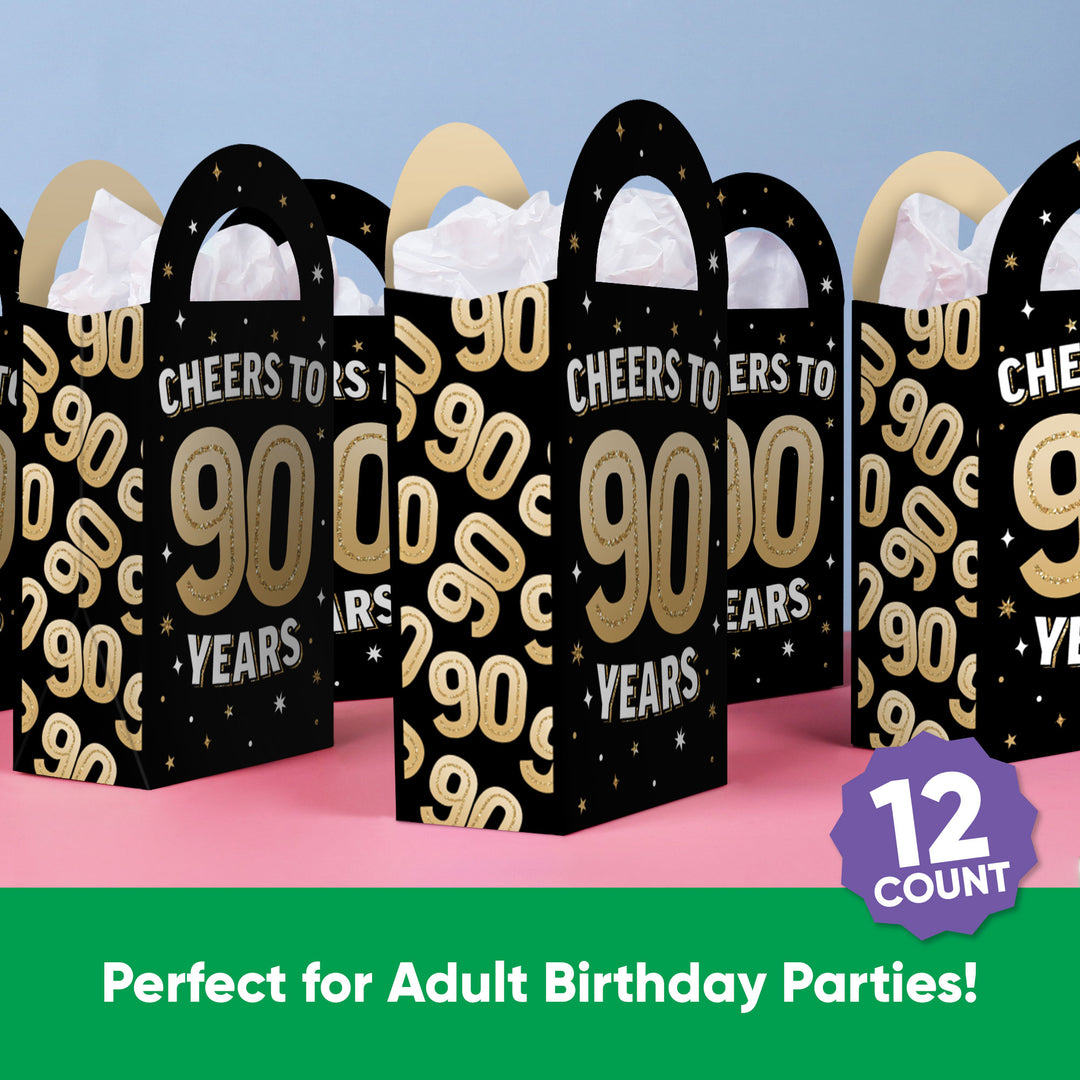 90th Birthday Paper Favor Bags - 12 Ct