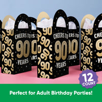 90th Birthday Paper Favor Bags - 12 Ct