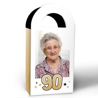 Custom Photo 90th Birthday Paper Favor Bags - 12 Ct