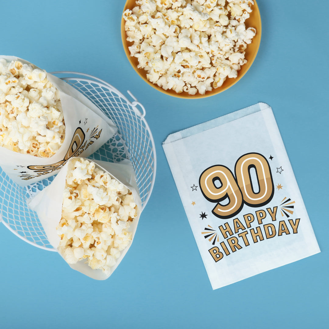 Paper Treat Bags - 90th Birthday - 25 Ct