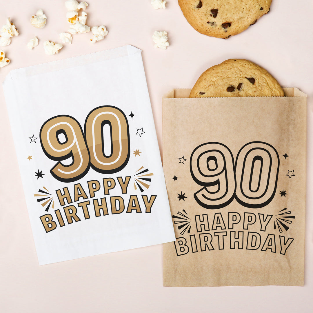 Paper Treat Bags - 90th Birthday - 25 Ct