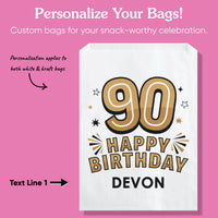 Custom Text Paper Treat Bags - 90th Birthday
