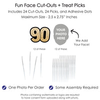 Custom Fun Face 90th Birthday Treat Picks - 24 Ct