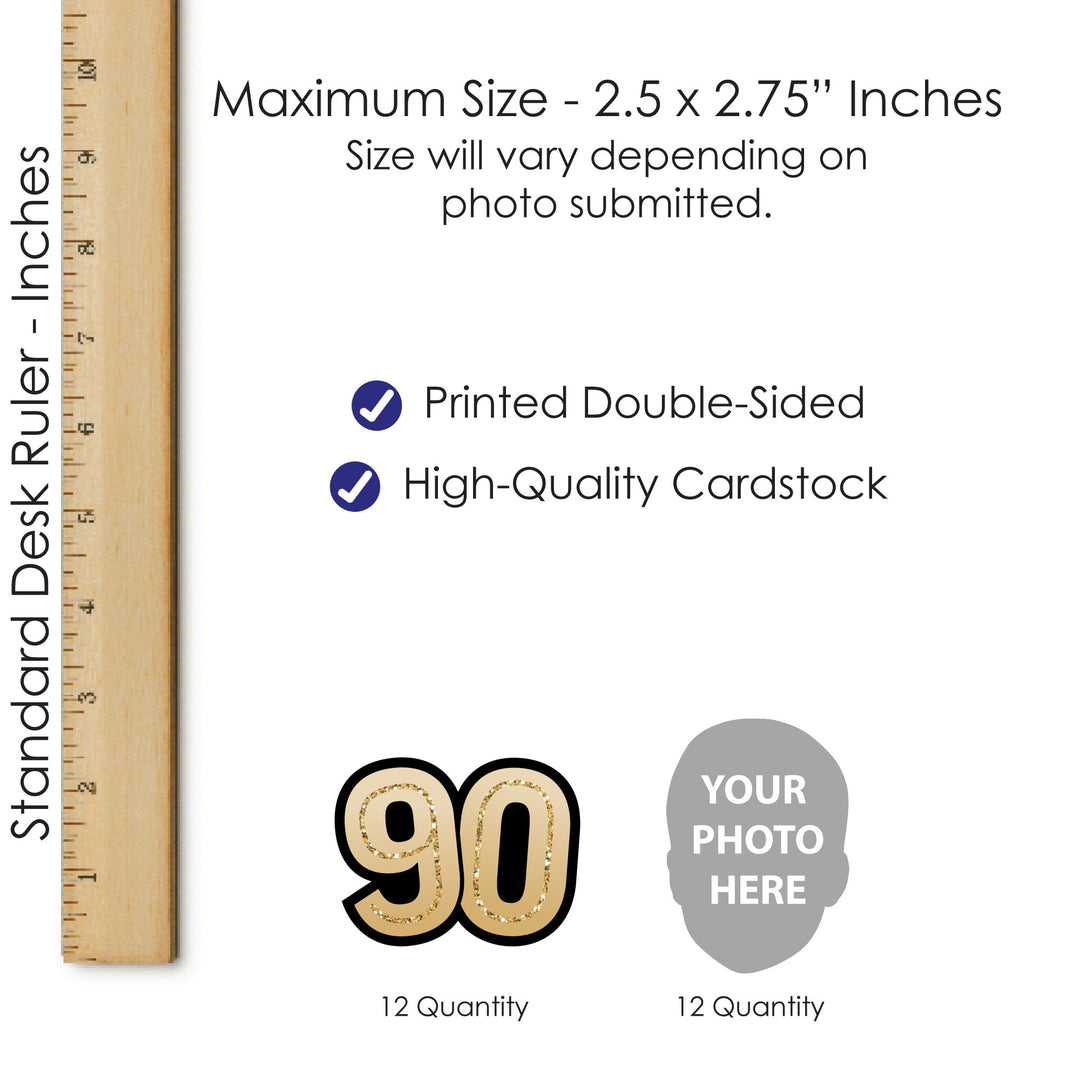 Custom Fun Face 90th Birthday Treat Picks - 24 Ct