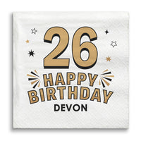 Custom Text Napkins - Black & Gold Birthday