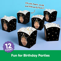 Custom Face Happy Birthday Hat Treat Boxes - 12 Ct