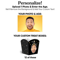 Custom Face Happy Birthday Hat Treat Boxes - 12 Ct