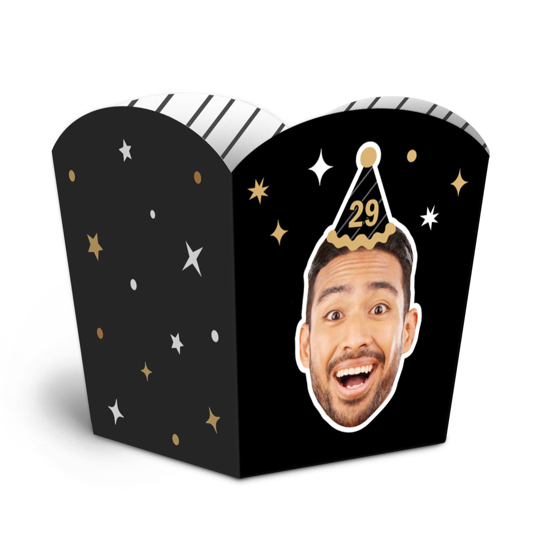 Custom Face Happy Birthday Hat Treat Boxes - 12 Ct