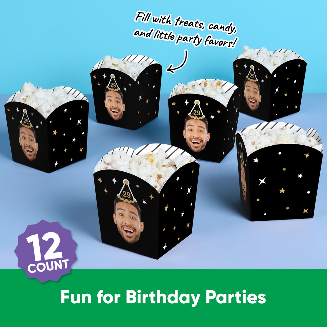 Custom Face Happy Birthday Treat Boxes - 12 Ct