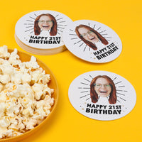 Custom Face Coasters - Happy Birthday