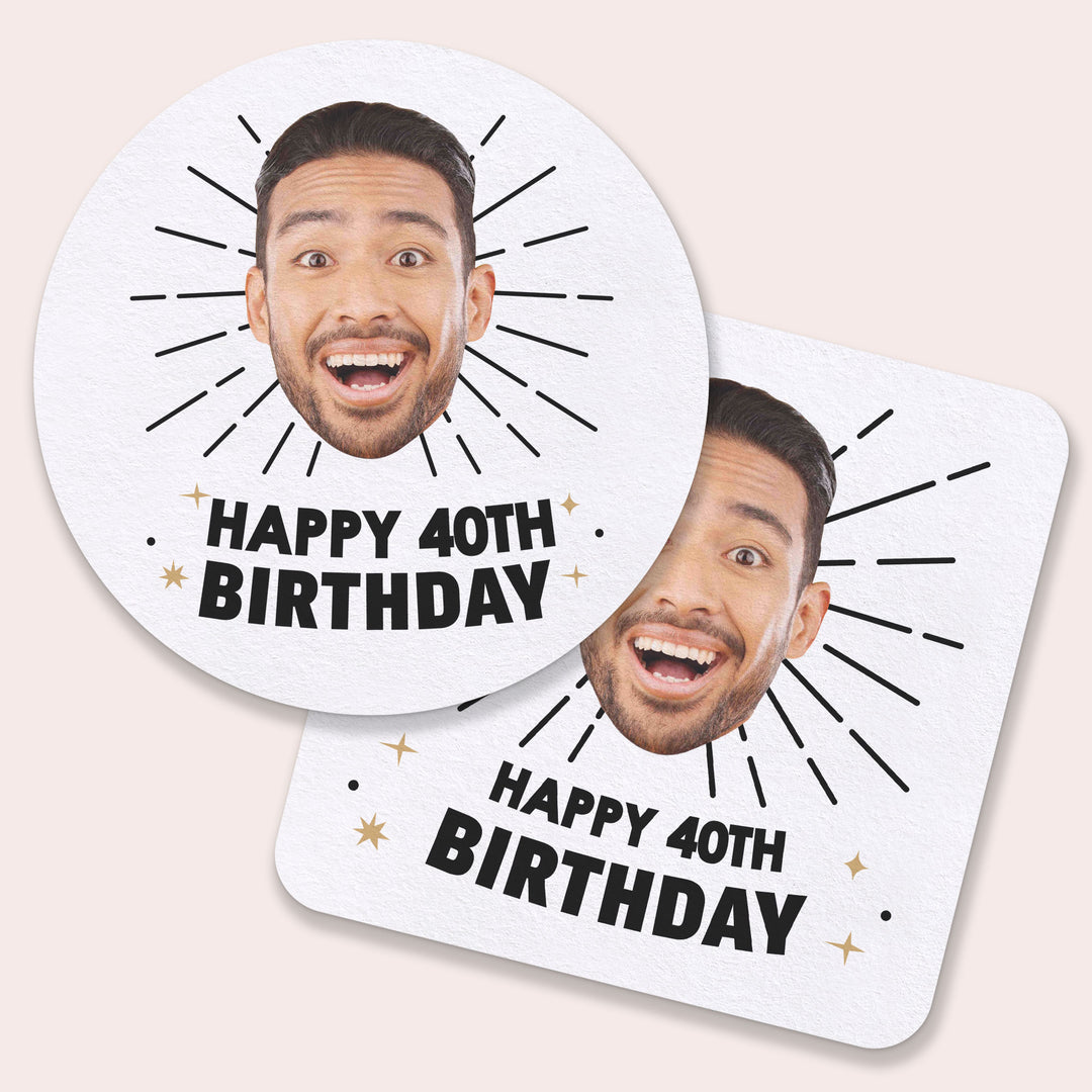 Custom Face Coasters - Happy Birthday