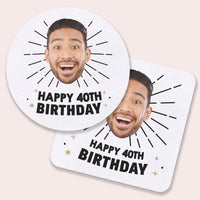 Custom Face Coasters - Happy Birthday
