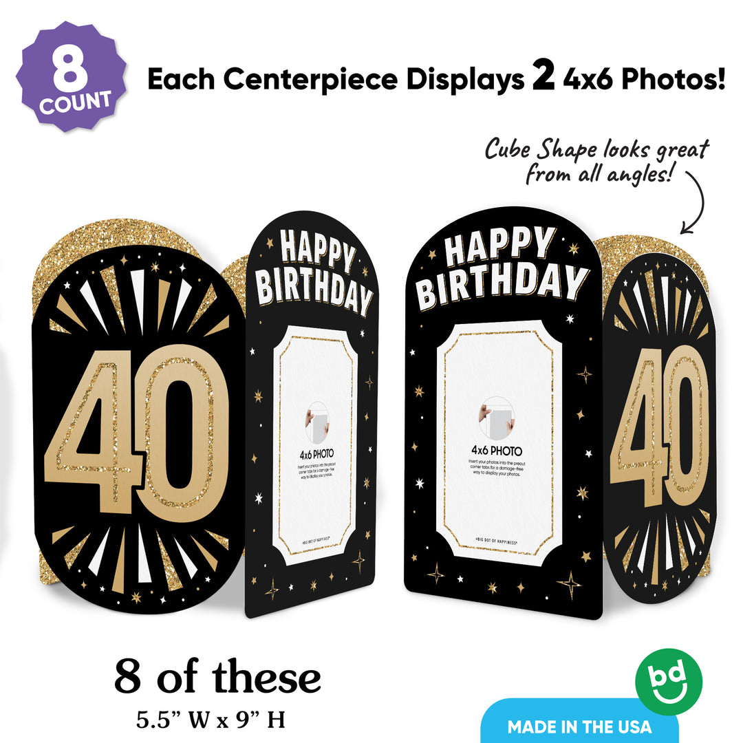 40th Birthday Photo Centerpieces - 8 Ct