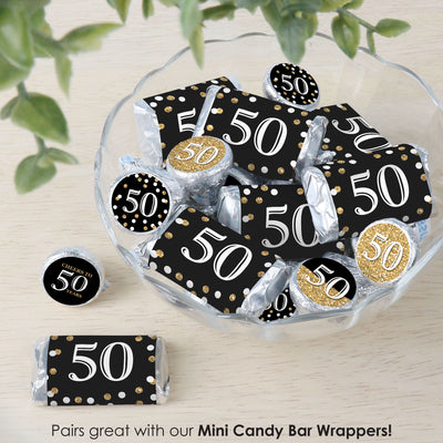 Adult 50th Birthday - Gold - Birthday Party Small Round Candy Stickers - Party Favor Labels - 324 Count