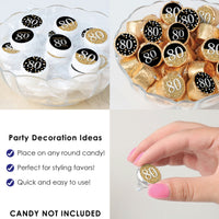 Adult 80th Birthday - Gold - Birthday Party Small Round Candy Stickers - Party Favor Labels - 324 Count