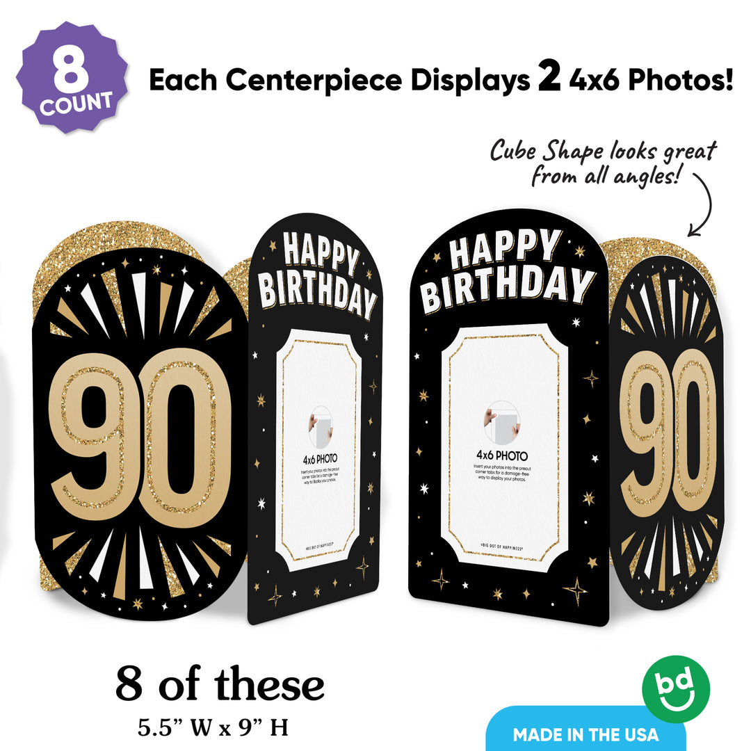 90th Birthday Photo Centerpieces - 8 Ct