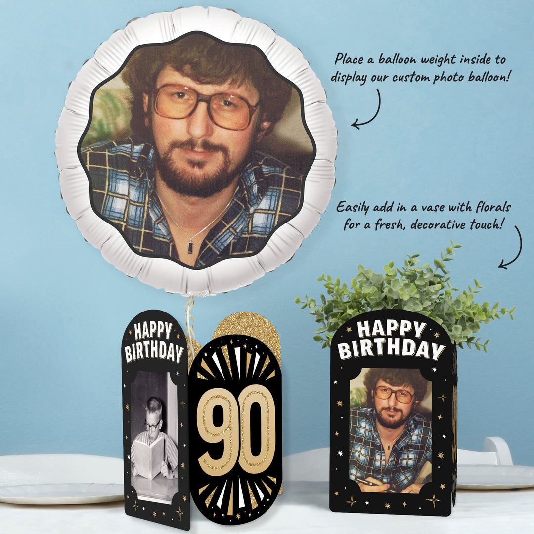 90th Birthday Photo Centerpieces - 8 Ct
